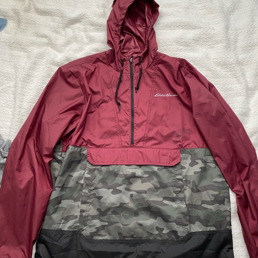 Eddie Bauer Maroon anorak windbreaker Size L tall